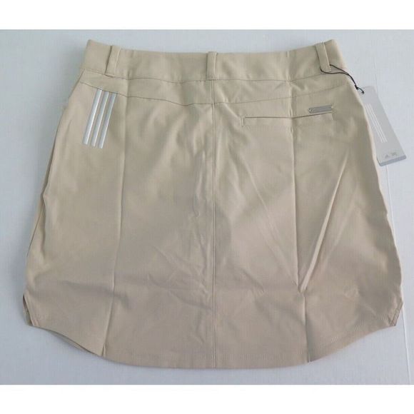 adidas AE8935 Women's Sz 4 Khaki 3 Stripe Stretch Golf/Tennis Skort $70 - Picture 2 of 6